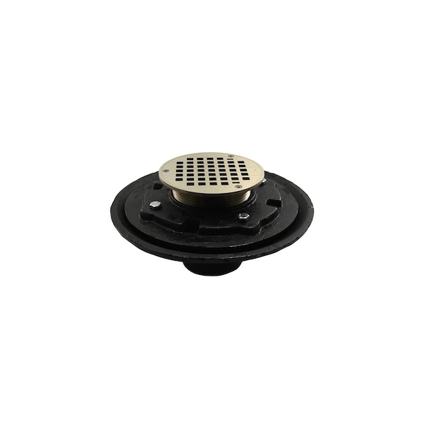 Jones Stephens 3in Heavy Duty No Hub Floor Drain/Shower Drain, 10in Pan, 5in Nickel Bronze Round Strainer D80212 - main